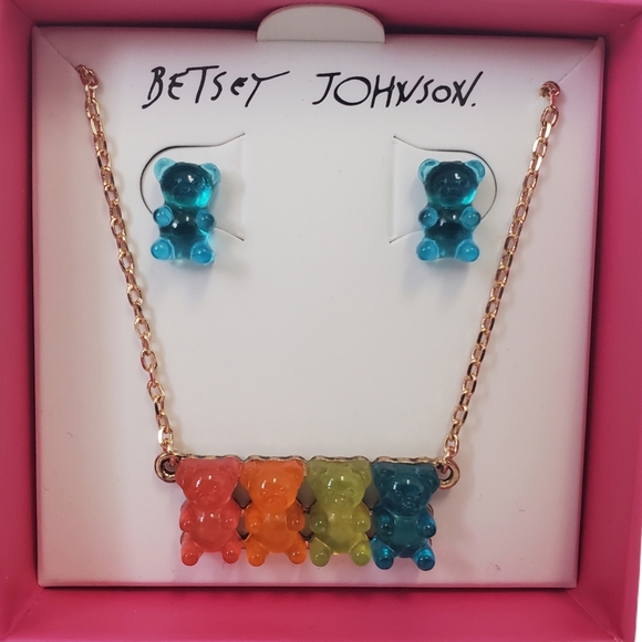 Betsey Johnson Gummy Bear Earring/Necklace Set - Picture 2 of 4